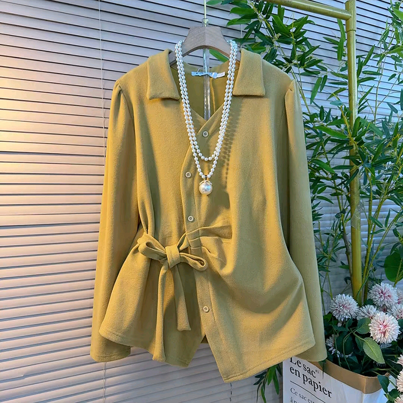 新款不规则大码女装系腰带小衫