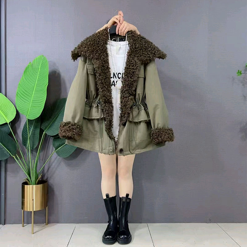 上衣百搭收腰棉服毛领外套