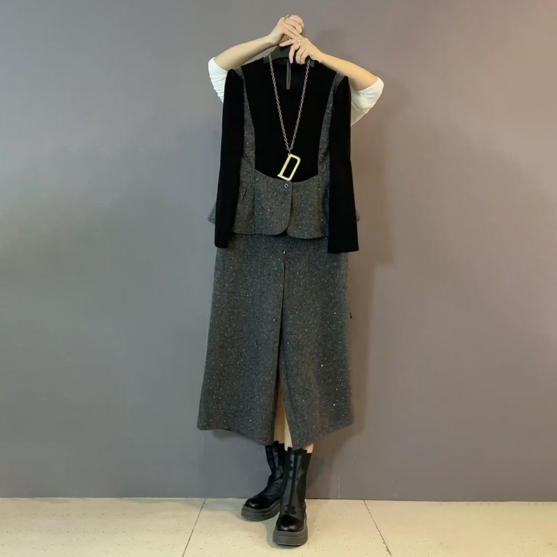 胖妹妹2026春季新款大码女装欧货拼接假两件烫钻马甲裤子洋气套装,女装/女士精品,大码套装,淘宝优惠券,粉丝福利购,淘宝优惠卷