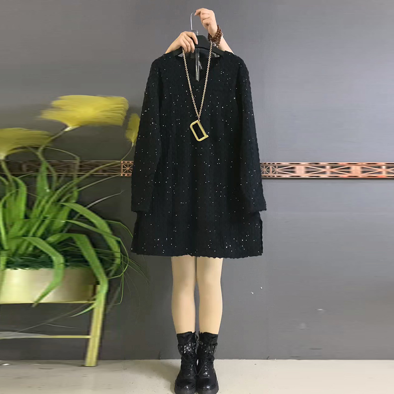 新款时尚洋气开衩针织衫上衣遮肉