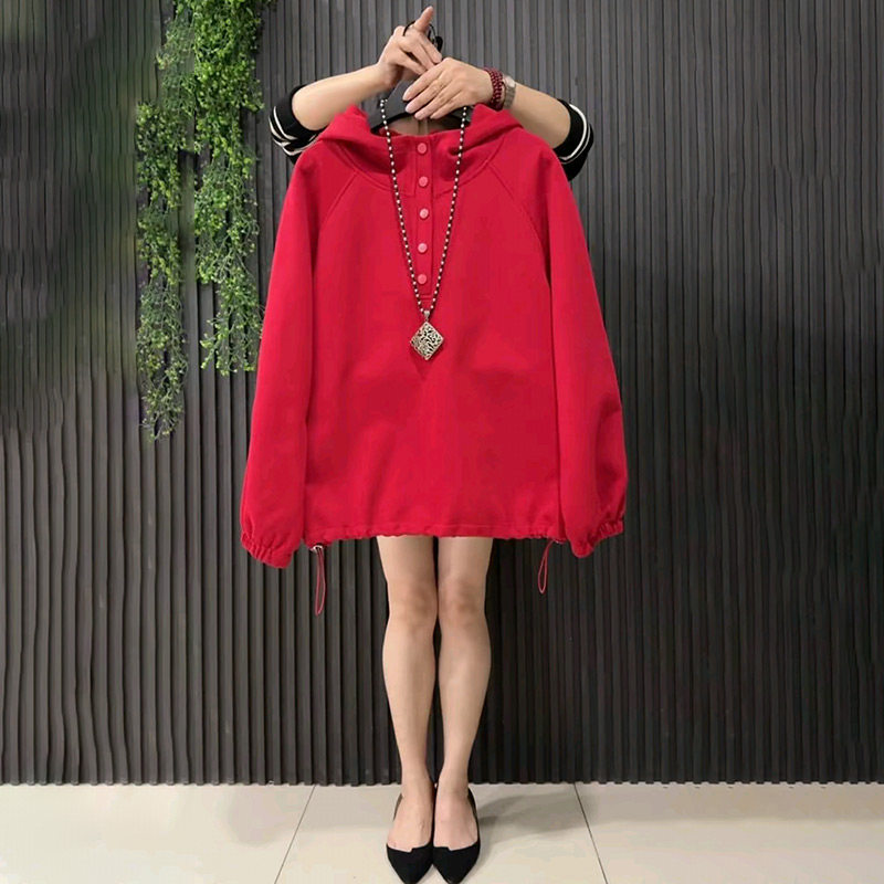 春季新款休闲减龄连帽抽绳长袖卫衣胖妹妹大码女装百搭遮肉上衣潮,女装/女士精品,大码内搭,淘宝优惠券,粉丝福利购,淘宝优惠卷