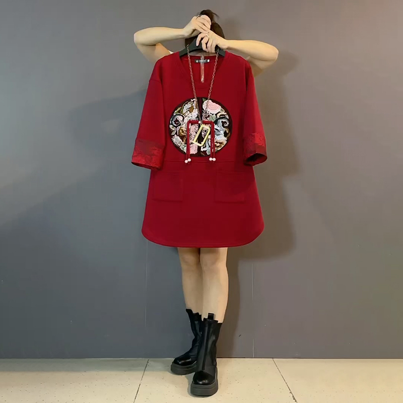 新中式刺绣国风宽松轻奢开叉大衫