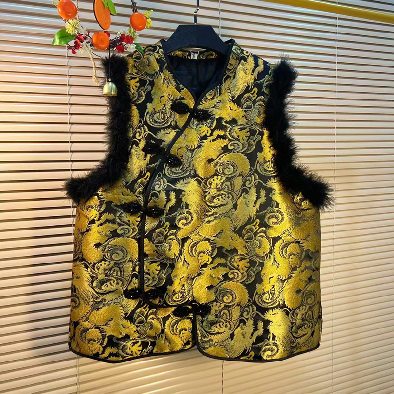 国风复古毛边马甲棉国风气质坎肩