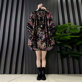 女装 2025新款 胖mm木耳边碎花上衣潮 洋气雪纺遮肉大衫 大码 韩版 时尚