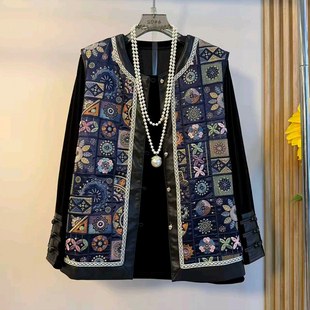 盘扣重工刺绣绣花马甲打底衫 2025早秋减龄新款 胖MM新中式 女装 大码