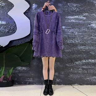 新款 女装 欧货时尚 大码 胖mm遮肉显瘦上衣 减龄百搭蕾丝大衫 2025秋季