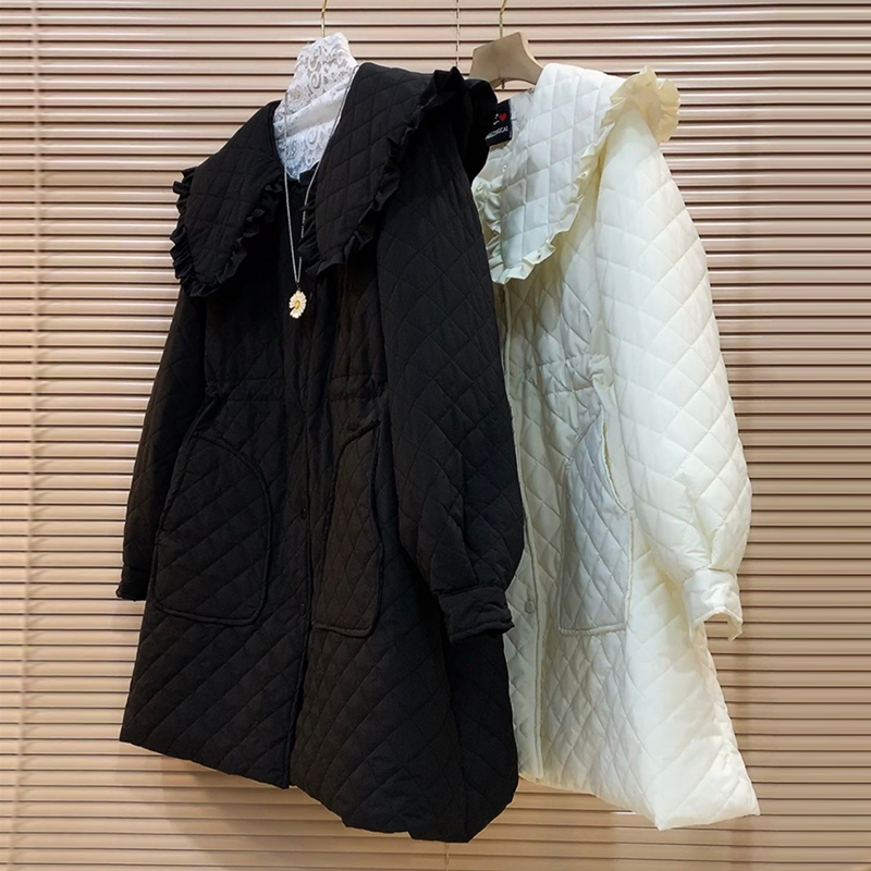 菱格高品质遮肉娃娃领棉服