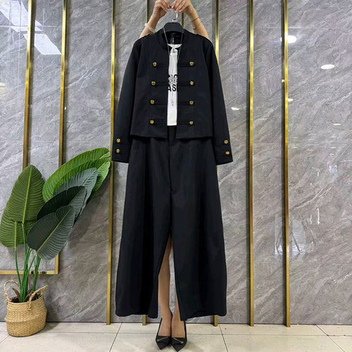 简约工装风大码女装外套裤子套装
