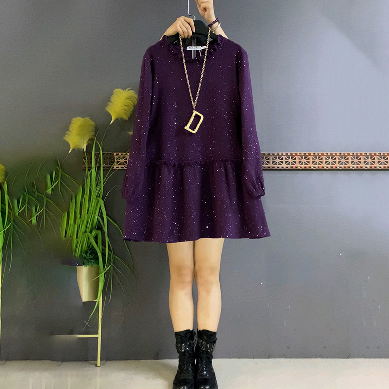 花边领撒银中长款上衣