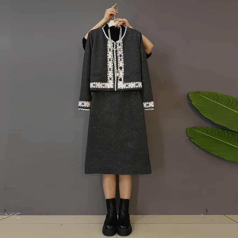 小香风开衫上衣半身裙两件套