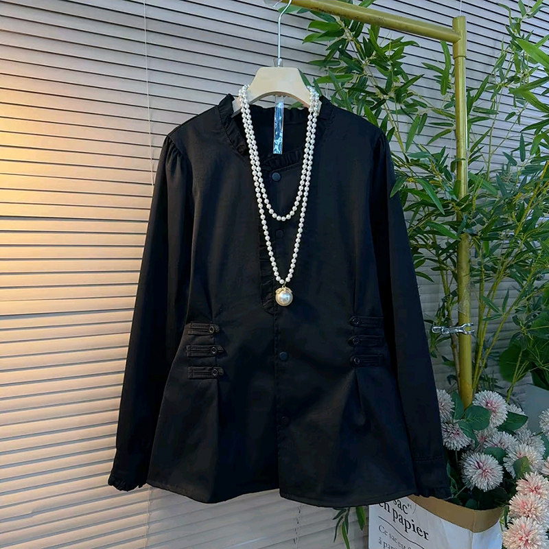 爆款欧货木耳花边设计感百搭衬衫