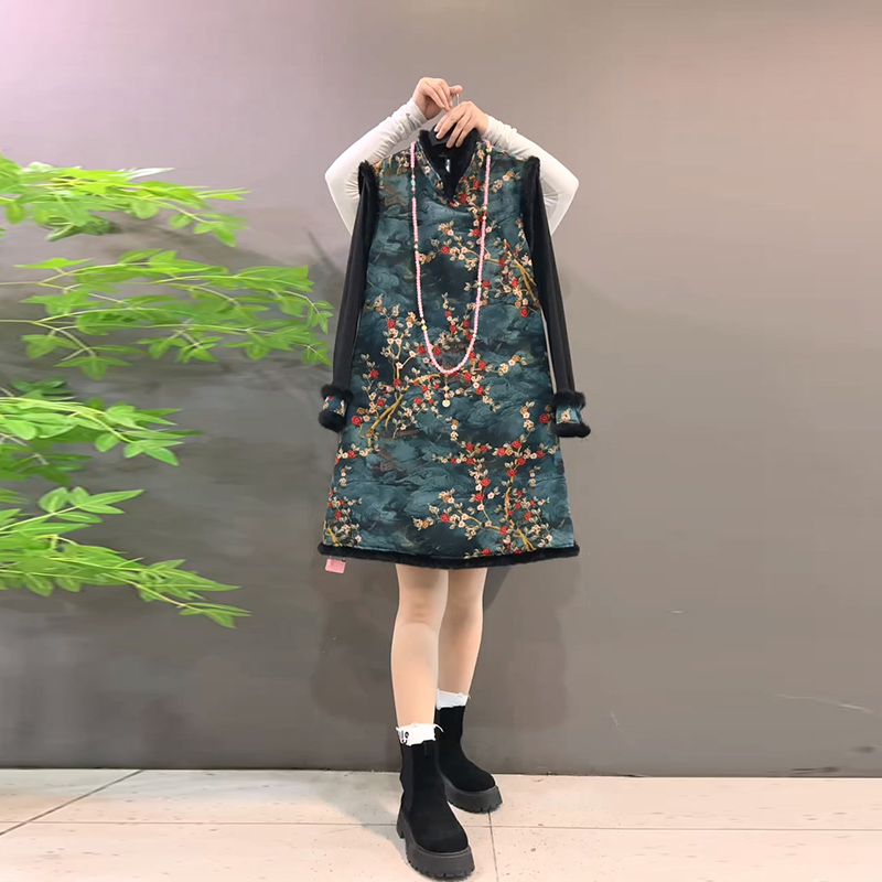 新中式国风马甲裙打底衫两件套新