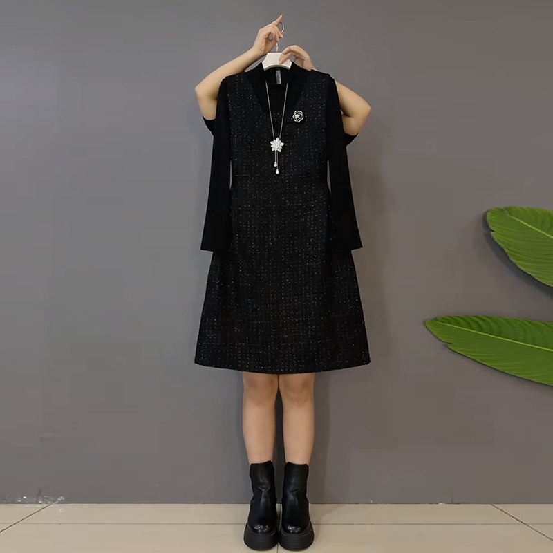 时尚小香风马甲裙打底衫两件套