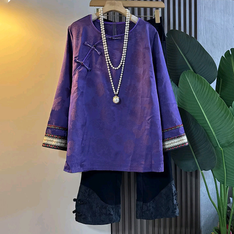 胖妹妹大码女装春季2026新款时尚洋气新中式复古蝴蝶提花百搭大衫,女装/女士精品,大码内搭,淘宝优惠券,粉丝福利购,淘宝优惠卷