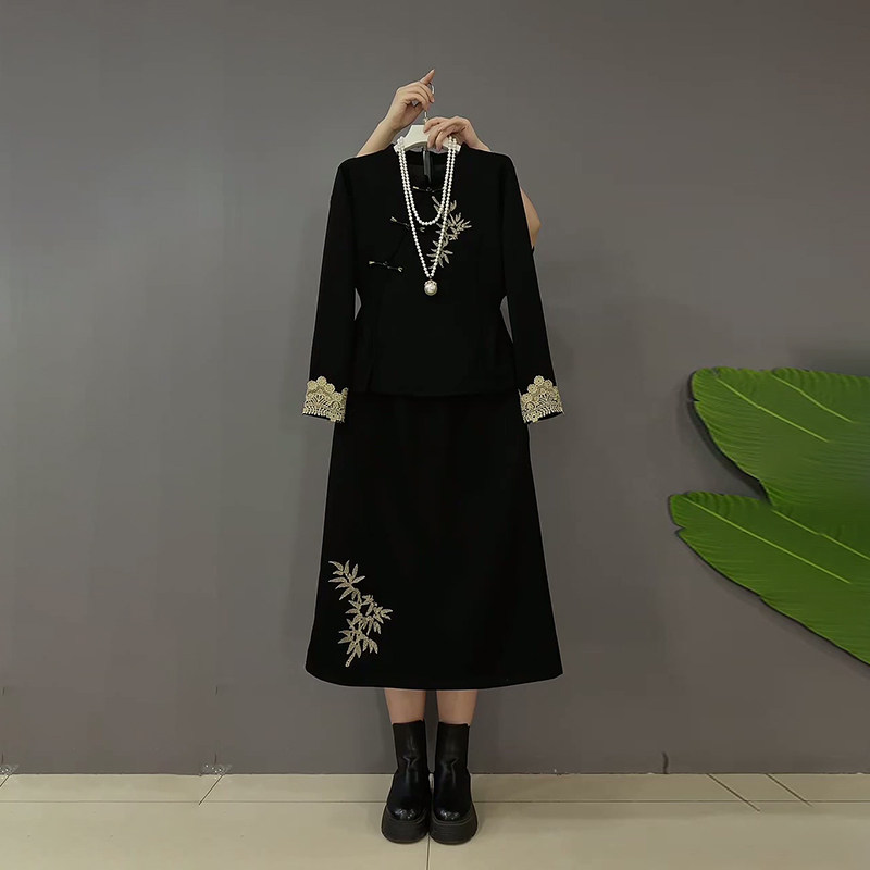 胖妹妹春季新款大码女装时尚重工刺绣新中式复古上衣半身裙两件套,女装/女士精品,大码套装,淘宝优惠券,粉丝福利购,淘宝优惠卷