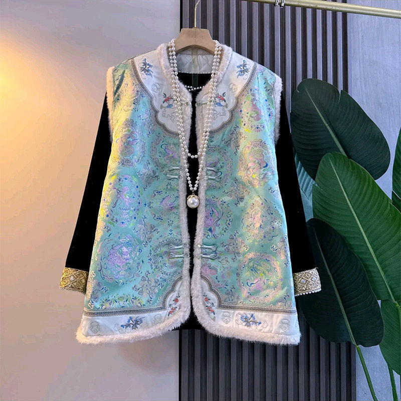 国风复古提花刺绣拼接马甲拜年服拼接打底衫新款胖妹妹大码女装潮,女装/女士精品,常规大码外套,淘宝优惠券,粉丝福利购,淘宝优惠卷