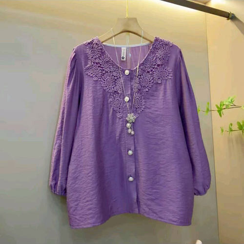 新款韩版蕾丝拼接宽松显瘦衬衫女