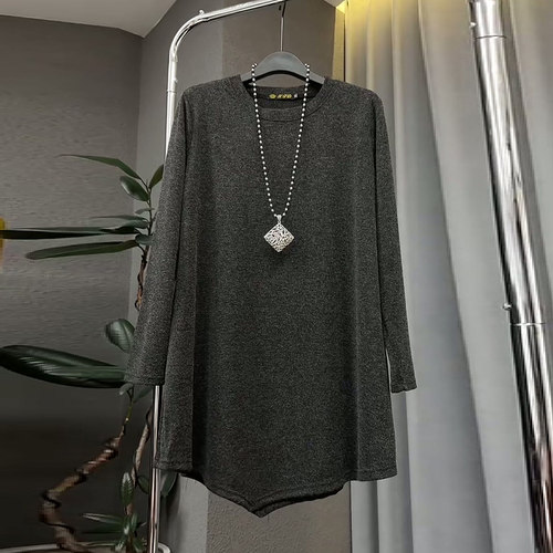 冬季大码女装圆领长袖百搭打底衫