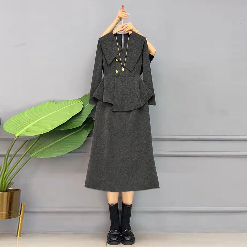 时尚不规则上衣半身裙两件套