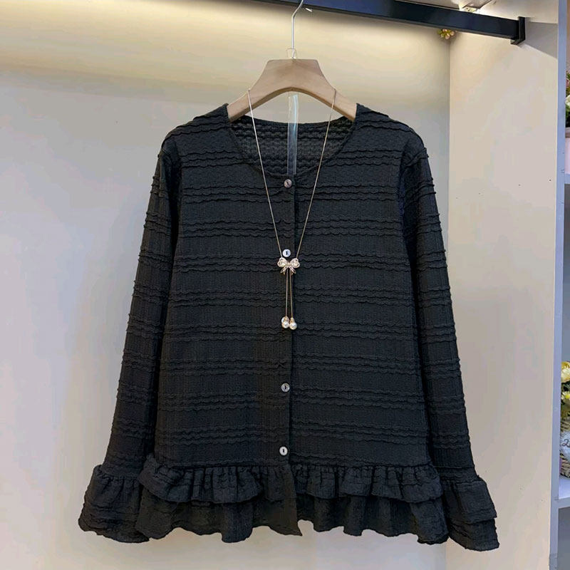 2026春季新款欧货洋气拼接底边开衫上衣大码女装胖mm时尚简约小衫,女装/女士精品,大码内搭,淘宝优惠券,粉丝福利购,淘宝优惠卷