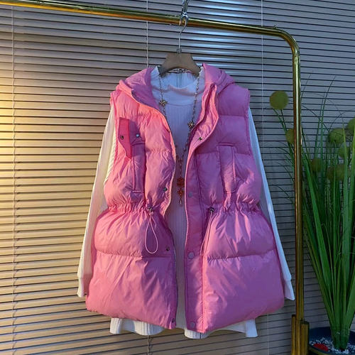 糖果色保暖连帽棉马甲外套