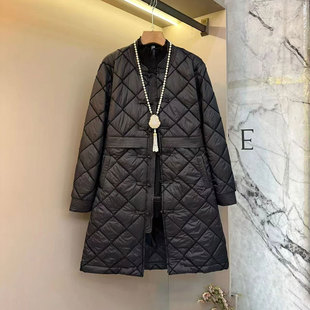 女装 冬季 外套大码 洋气保暖显瘦中长款 潮 棉袄夹棉宽松压格盘扣时尚
