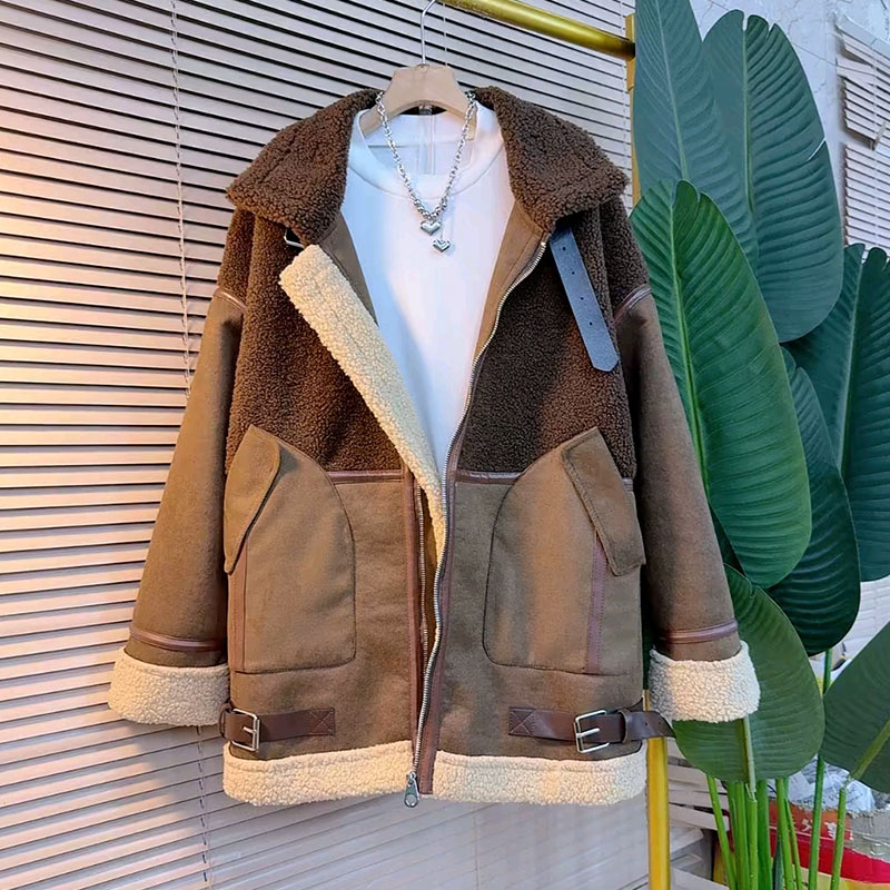 女装时尚撞色拼接外套