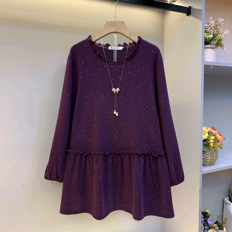 圆领拼接亮闪闪打底大衫