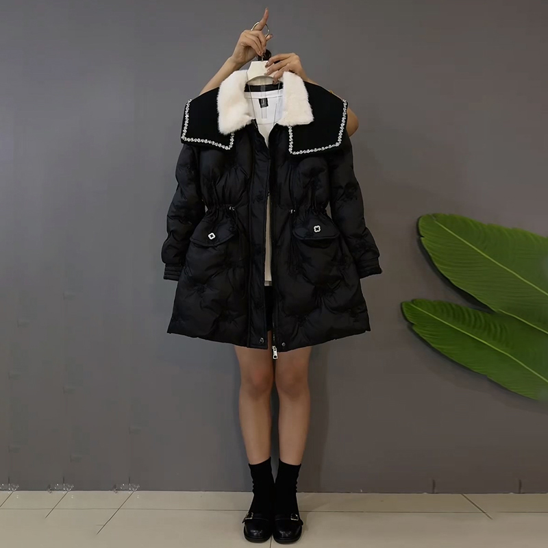 时尚千金风欧货毛领棉服外套