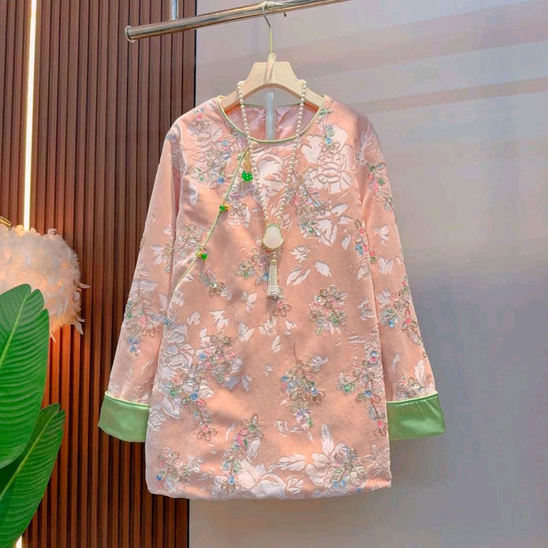 2026爆款新中式气质国风重工刺绣提花女人衫大码女装胖mm显瘦上衣,女装/女士精品,大码内搭,淘宝优惠券,粉丝福利购,淘宝优惠卷