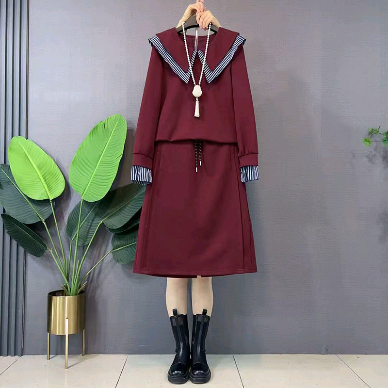 洋气大码女装开叉半身裙2026春季新款娃娃领卫衣胖MM显瘦拼接套装,女装/女士精品,大码套装,淘宝优惠券,粉丝福利购,淘宝优惠卷