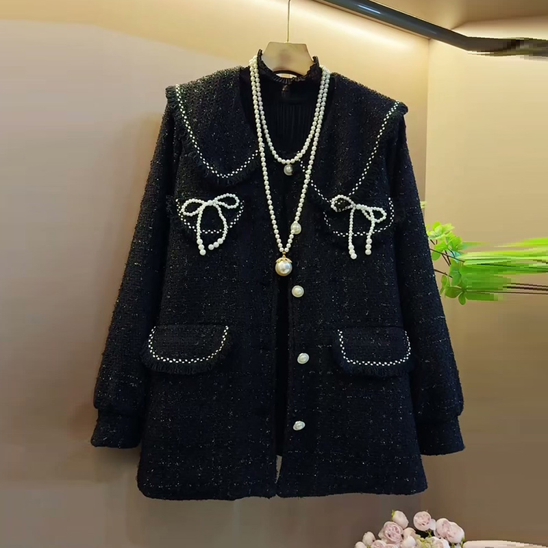 冬季大码女装娃娃领珍珠棉服外套