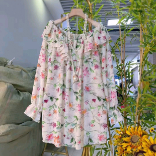 女装 娃娃领纱料花朵宽松遮肉衬衫 春季 欧货时尚 2026新款 胖妹妹大码