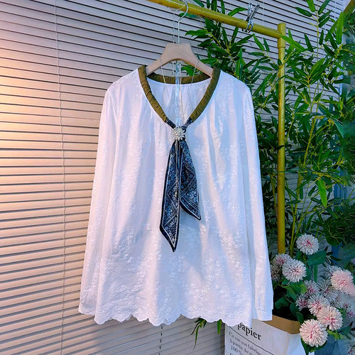 时尚方巾款提花刺绣韩系长袖衫