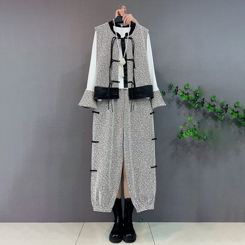 胖妹妹2026春季新款大码女装时尚盘扣马甲t恤休闲裤新中式三件套,女装/女士精品,大码套装,淘宝优惠券,粉丝福利购,淘宝优惠卷