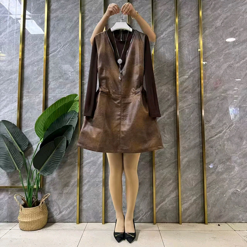 2026春季新款拉链马甲裙胖mm显瘦圆领净版打底衫大码女装时尚套装,女装/女士精品,大码套装,淘宝优惠券,粉丝福利购,淘宝优惠卷