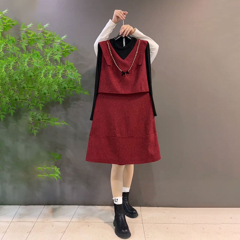 新款气质假两件香风高级大码连衣裙百搭长袖裙子大码女装遮肉春季,女装/女士精品,大码连衣裙,淘宝优惠券,粉丝福利购,淘宝优惠卷