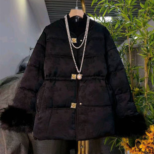 中式 女装 高级感加厚保暖棉服外套 大码 复古提花夹棉上衣胖妹妹新款