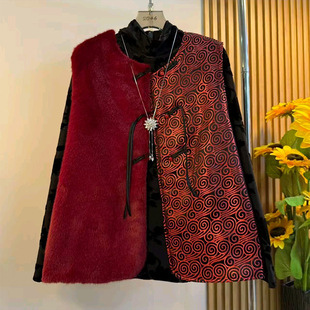 复古盘扣拼接夹棉马甲百搭长袖 女装 打底衫 胖妹妹大码 潮 新款 新中式