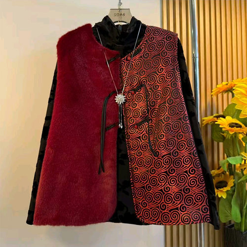 拼接加棉马甲长袖打底衫