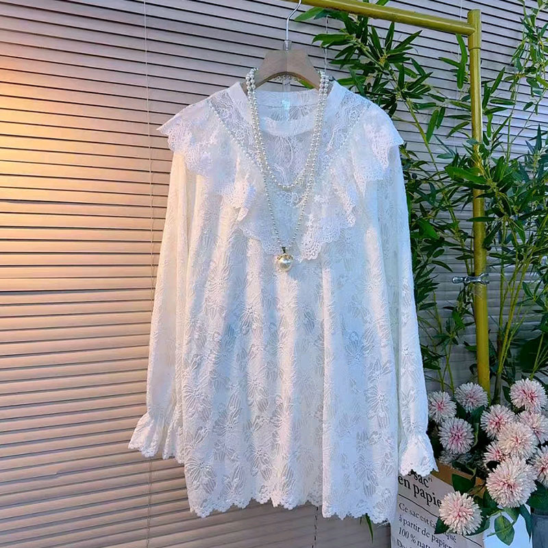 重工订珠设计感蕾丝衫