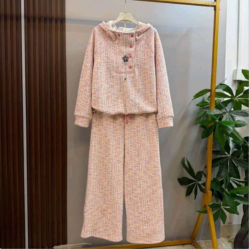 时尚甜美卫衣卫裤加绒两件套