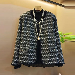 复古名媛范百搭外套打底衫 小香风夹棉上衣胖妹妹新款 欧版 女装 大码