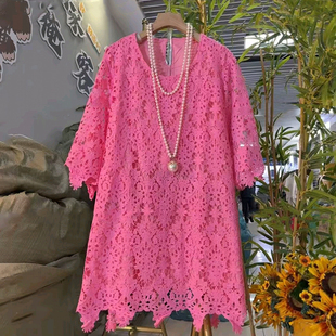 2026新款 春季 时尚 气质镂空雕花加衬显瘦时尚 胖妹妹大码 蕾丝衫 女装