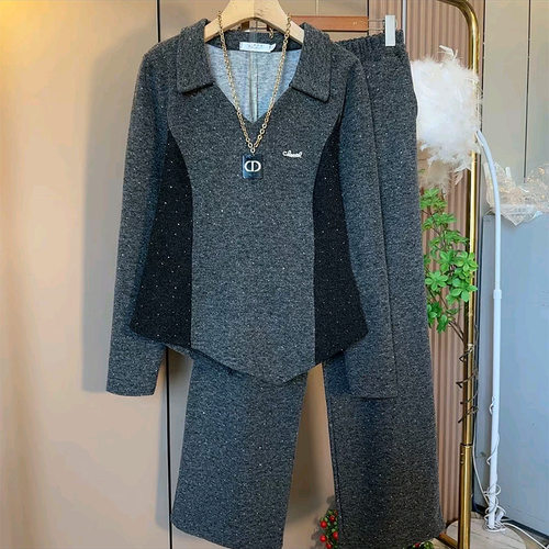 拼接不规则上衣裤子套装