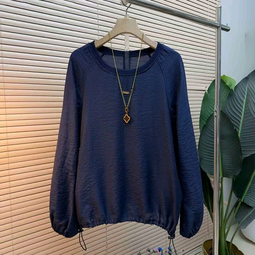 简约时尚气质百搭法式宽松女人衫