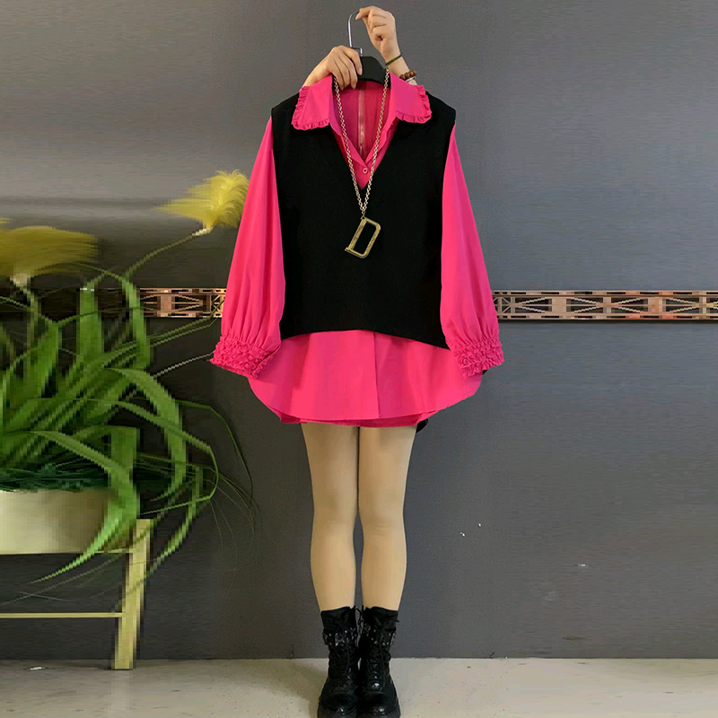 新款大码女装时尚针织马甲打底衫