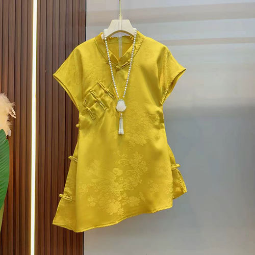 新中式国风盘口斜襟不规则上衣潮