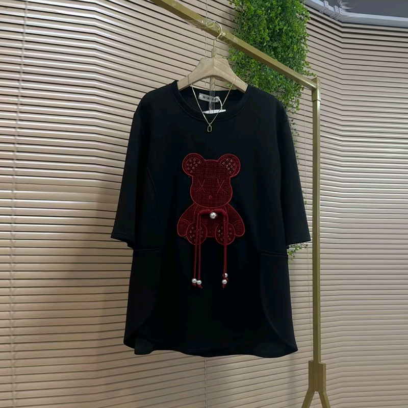 韩版卡通熊百搭遮肉半袖T恤上衣