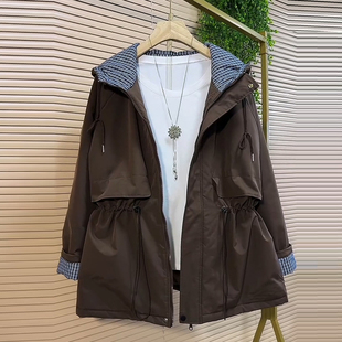 女装 2025年冬季 连帽加棉重风衣棉服外套大码 韩版 胖mm宽松上衣 新款